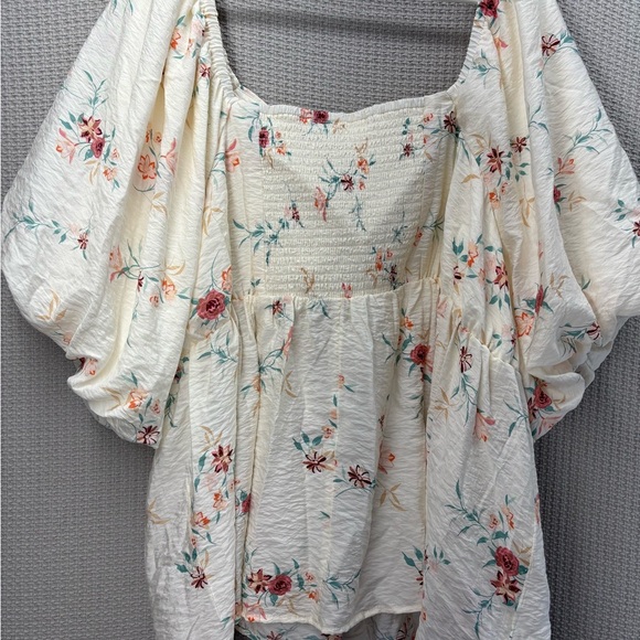 Torrid Womens Shirt Blouse 4X Floral Sheer Ruched Sleeves Boho Flowy Summer - Picture 6 of 9